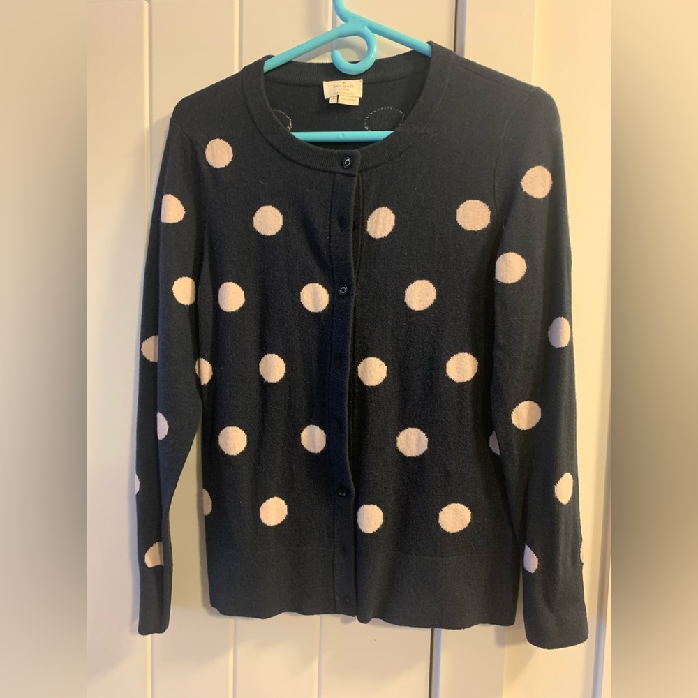 kate spade Navy Blue Cardigan with White Polka Dots